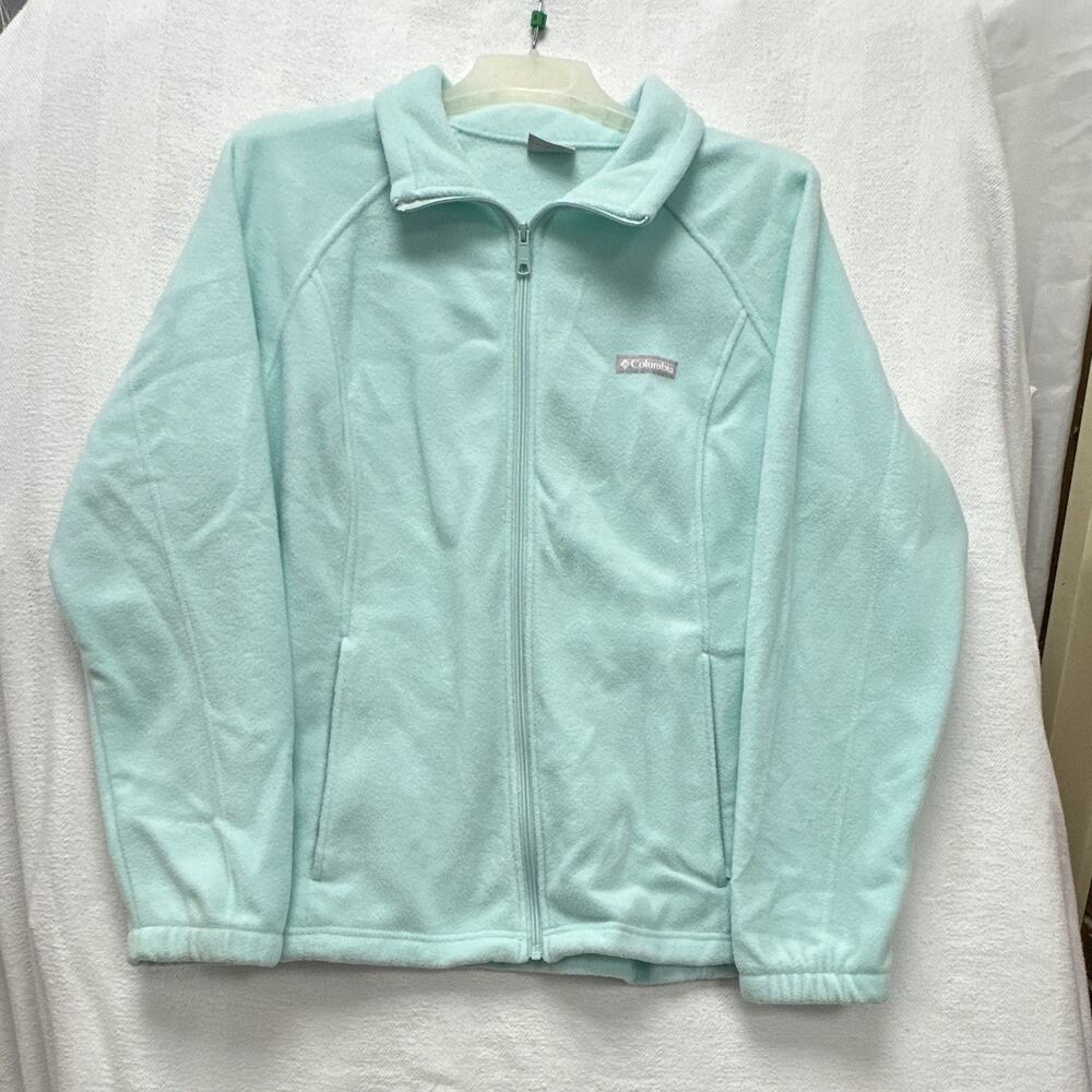Columbia Women's Light Blue Solid Full Zip Fleece Jacket Long Sleeve XXL